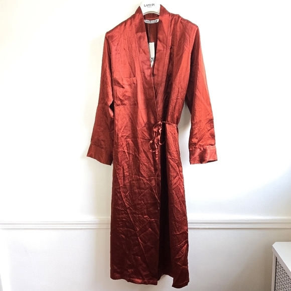 New Zara Woman Collection ZW Satin Effect Wrinkle Wrap Kimono Robe Dress NWT - Picture 8 of 12